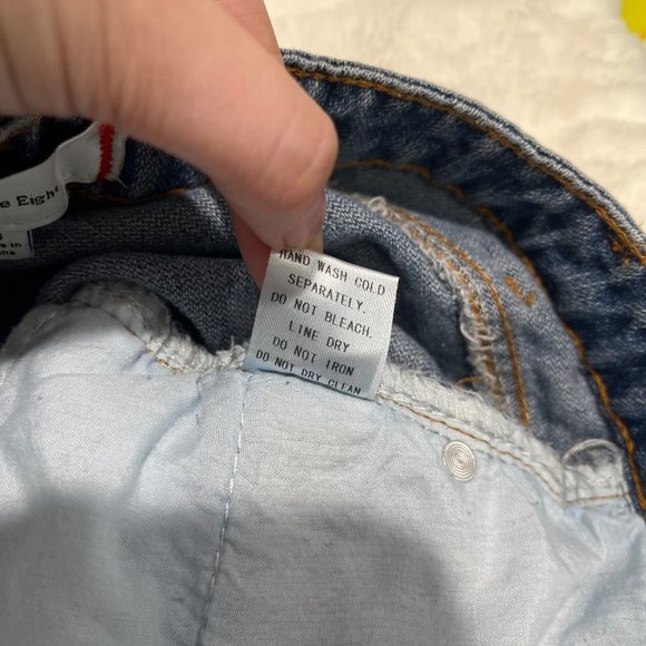 SIGNATURE 8 Medium Blue Mini Distressed A-Line Denim Jean Beach Summer Skirt - Picture 9 of 9